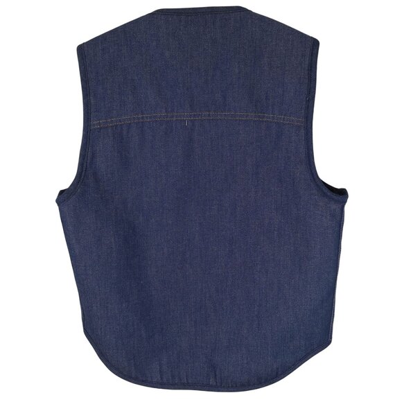 Vintage MONTGOMREY WARD Faux Shearling Denim Vest Size M NOS Western Cowboy - Picture 2 of 8